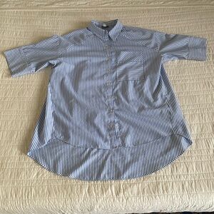 TOPSHOP Oversized Blue Striped Button-Up